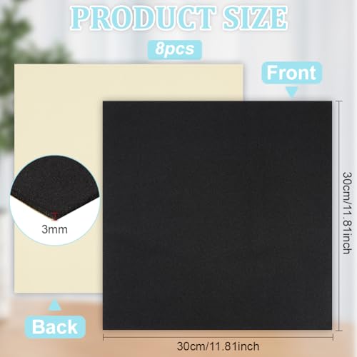 BENECREAT Feuilles Mousse EVA Adhésive Noire 30cm 3mm 8 pcs