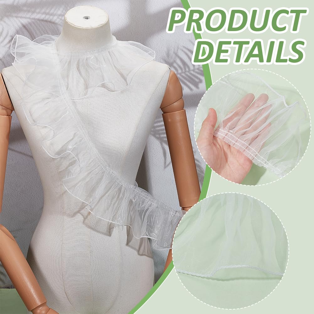 BENECREAT Ruban Organza Blanc Volants 95mm 7,3m