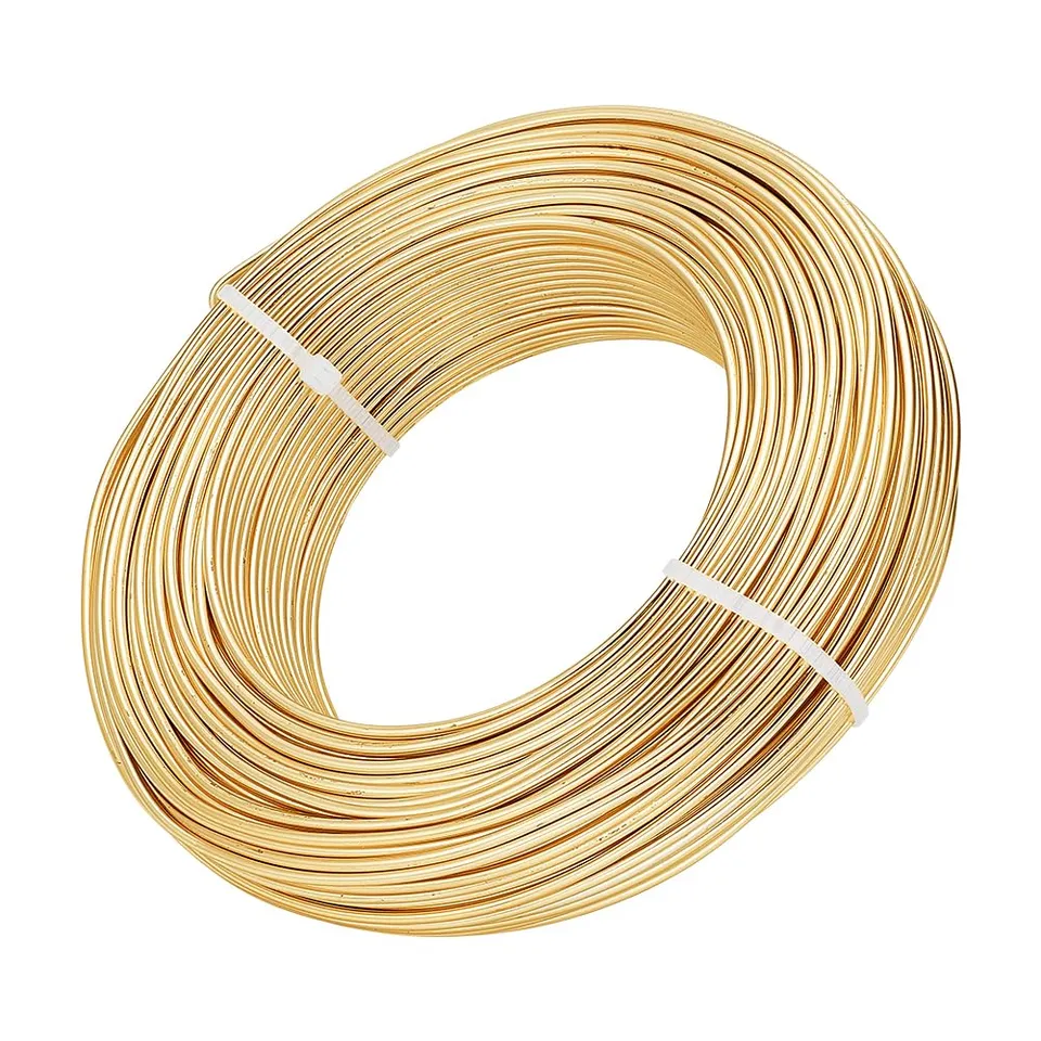 BENECREAT Fil Aluminium 2mm Champagne Jaune 55m Bonsaï