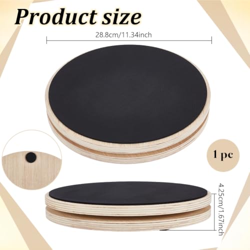 BENECREAT Planche Équilibre Bois Base Ronde 288mm Noir