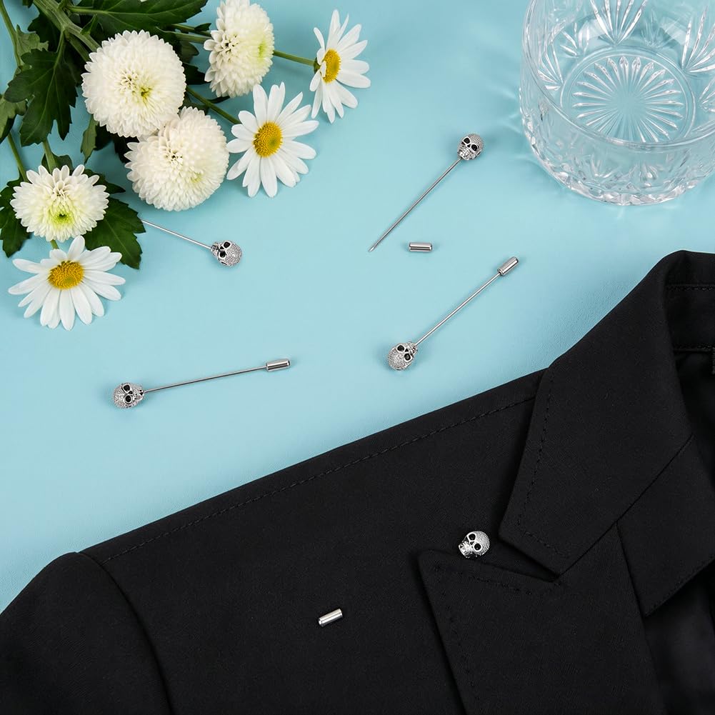 BENECREAT Broche Tête de Mort Strass Platine 75 Pièces
