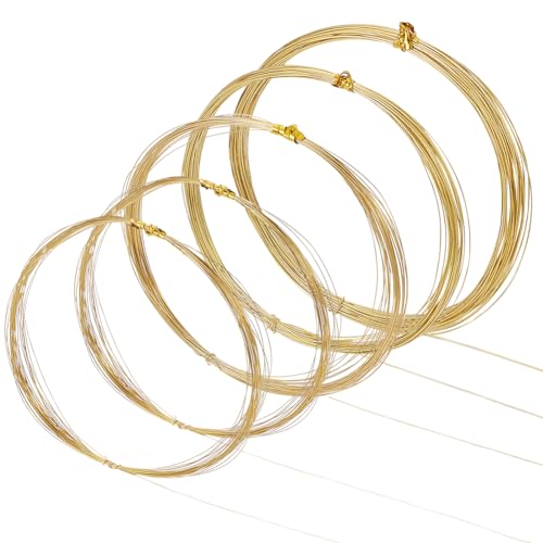 BENECREAT Fil Laiton Doré 50m 0.2-0.5mm 5 Rouleaux Poli