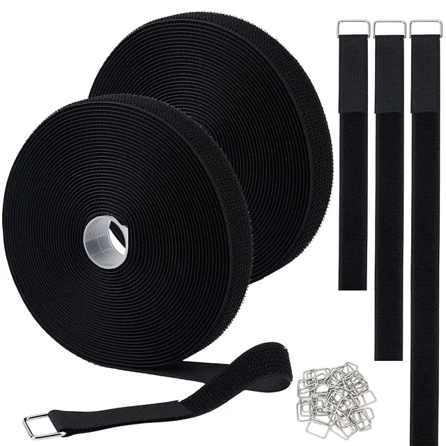 BENECREAT Sangle Auto-Agrippante Ruban Nylon Noir 20m 25mm