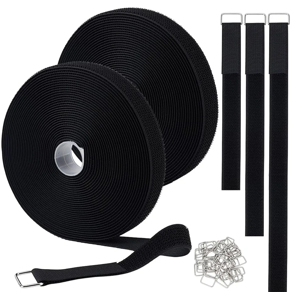 BENECREAT Sangle Auto-Agrippante Ruban Nylon Noir 20m 25mm