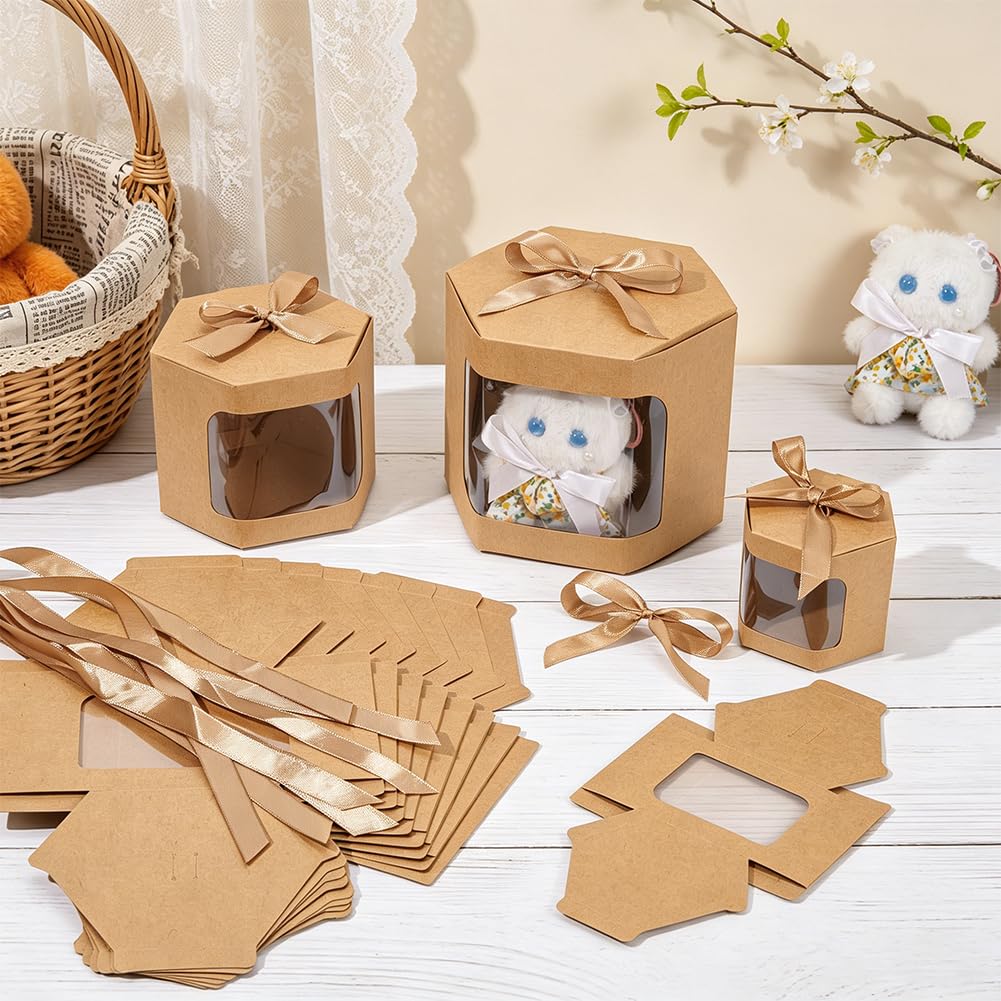 BENECREAT 30 boîtes pâtissières kraft tan hexagonales