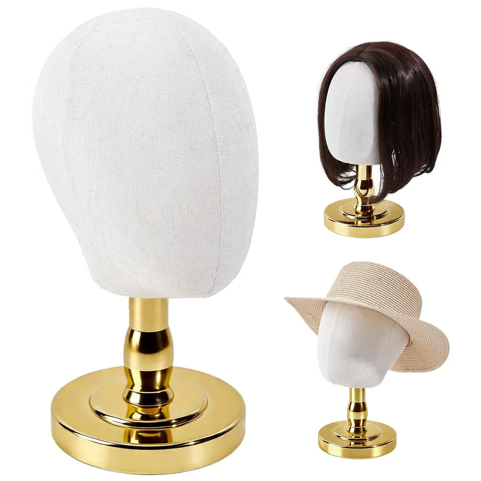BENECREAT Support perruque doré tête mannequin 32cm