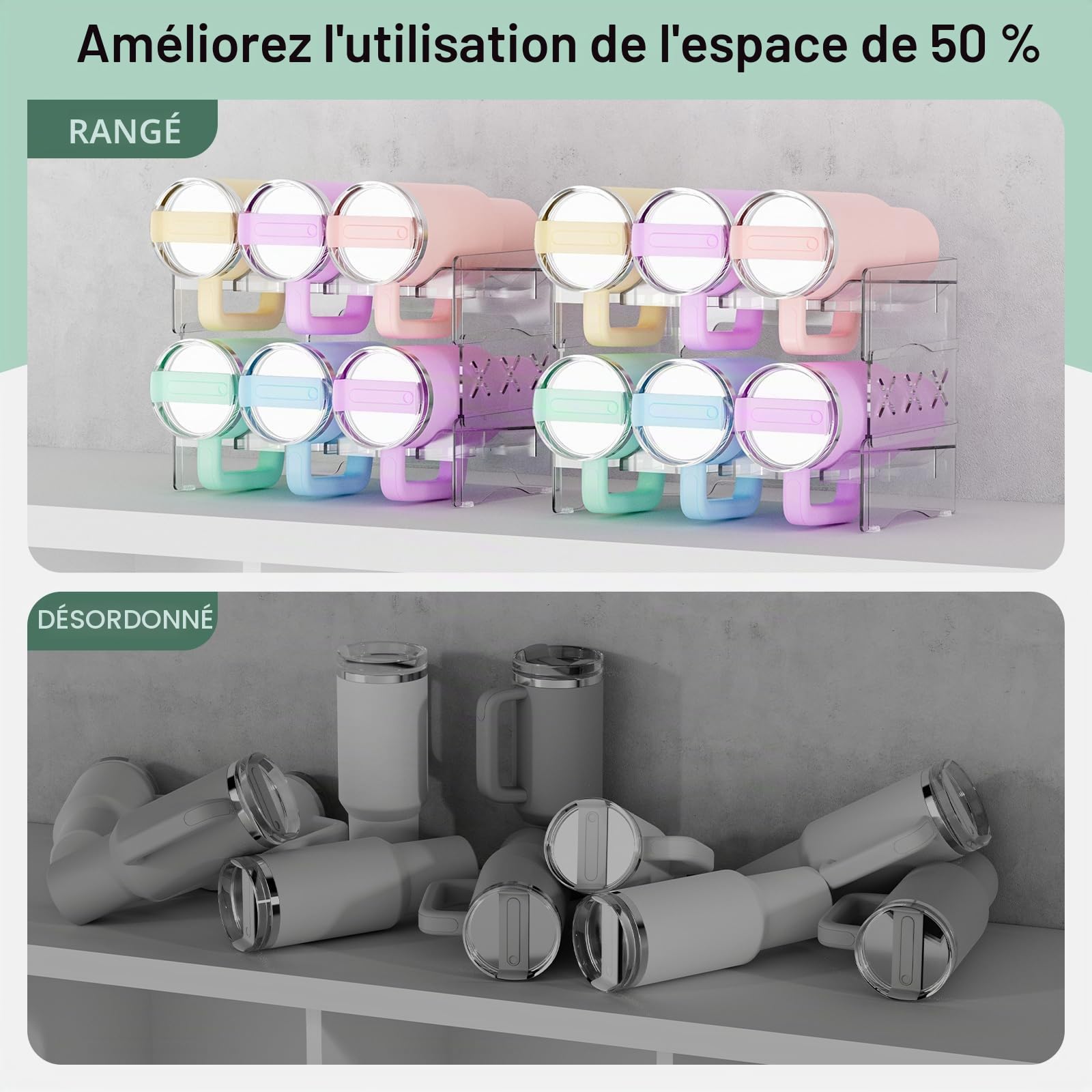 JYPS Porte-bouteilles empilable 3 niveaux 9 bouteilles transparent