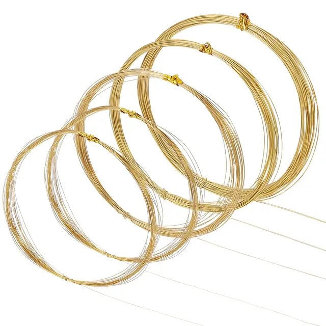 BENECREAT Fil Laiton Doré 50m 0.2-0.5mm 5 Rouleaux Poli
