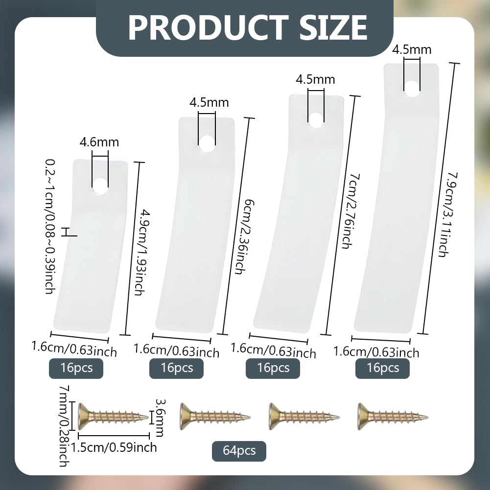 BENECREAT Kit Butées Tiroir Plastique Transparent 64 Pièces 4 Tailles