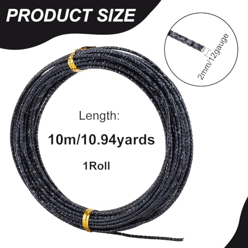 BENECREAT Fil aluminium texturé noir 2 mm diamant 10 m