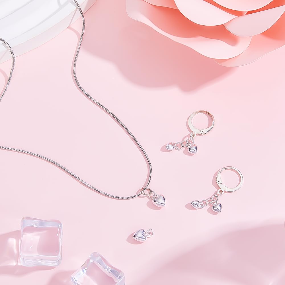 BENECREAT 925 Breloques Cœur Argent 6 Pièces 3D