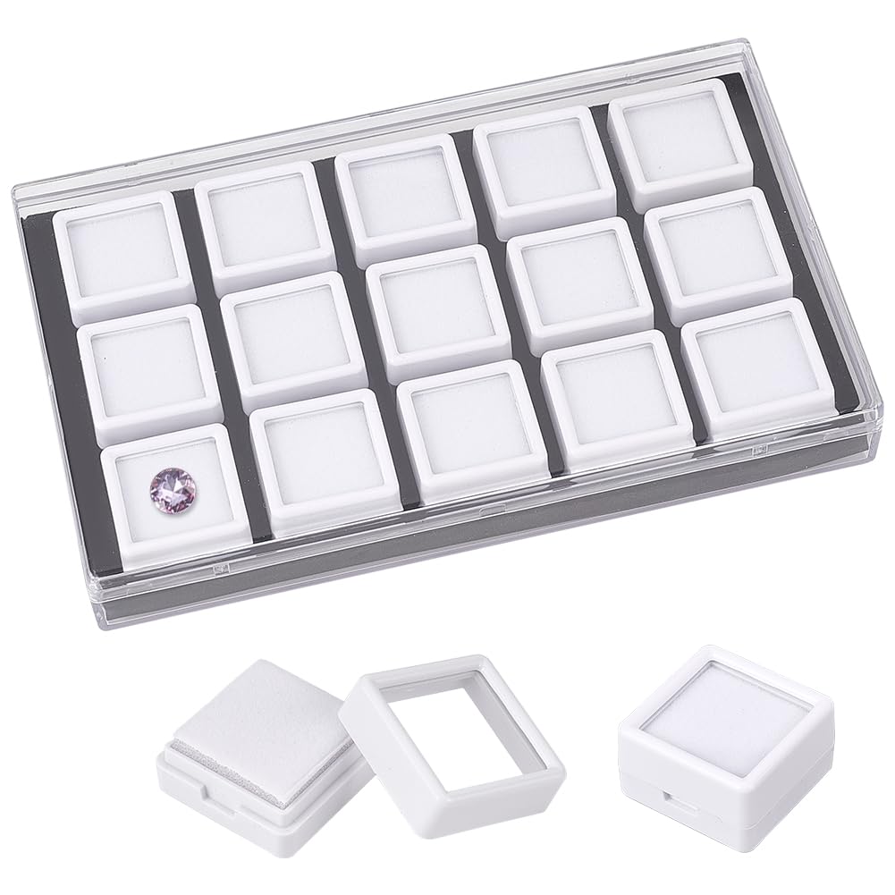 BENECREAT Boîtes Présentation Pierres Acrylique Noires 15pcs