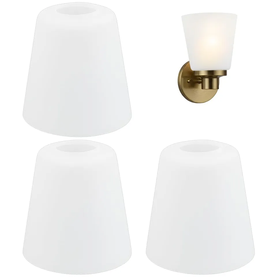 BENECREAT Abat-jour verre dépoli cône 140x155mm 3pcs