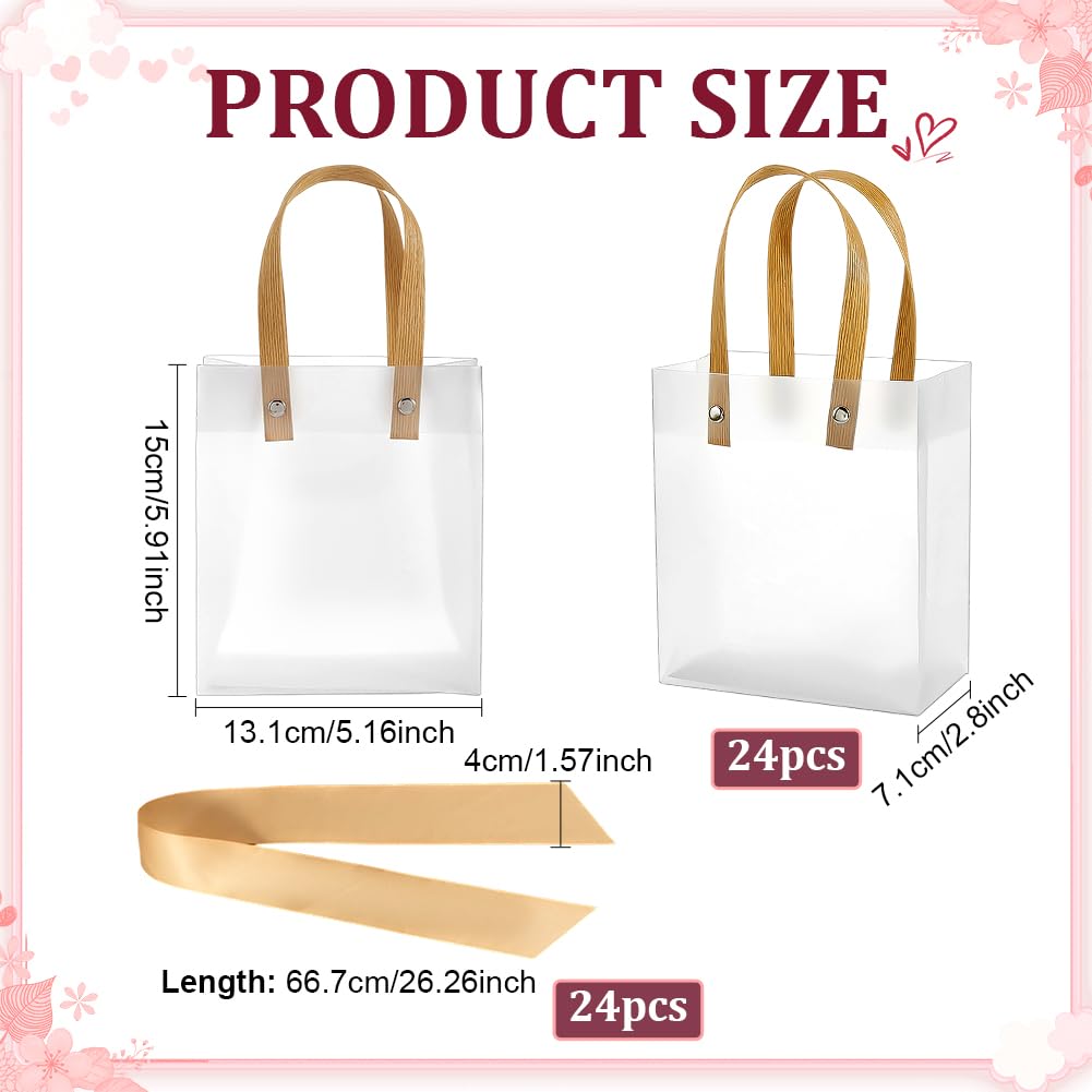 BENECREAT sac cadeau transparent lot 12 avec poignées 15cm
