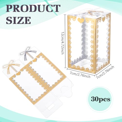 BENECREAT boîtes cadeau transparentes or 70 mm lot 30