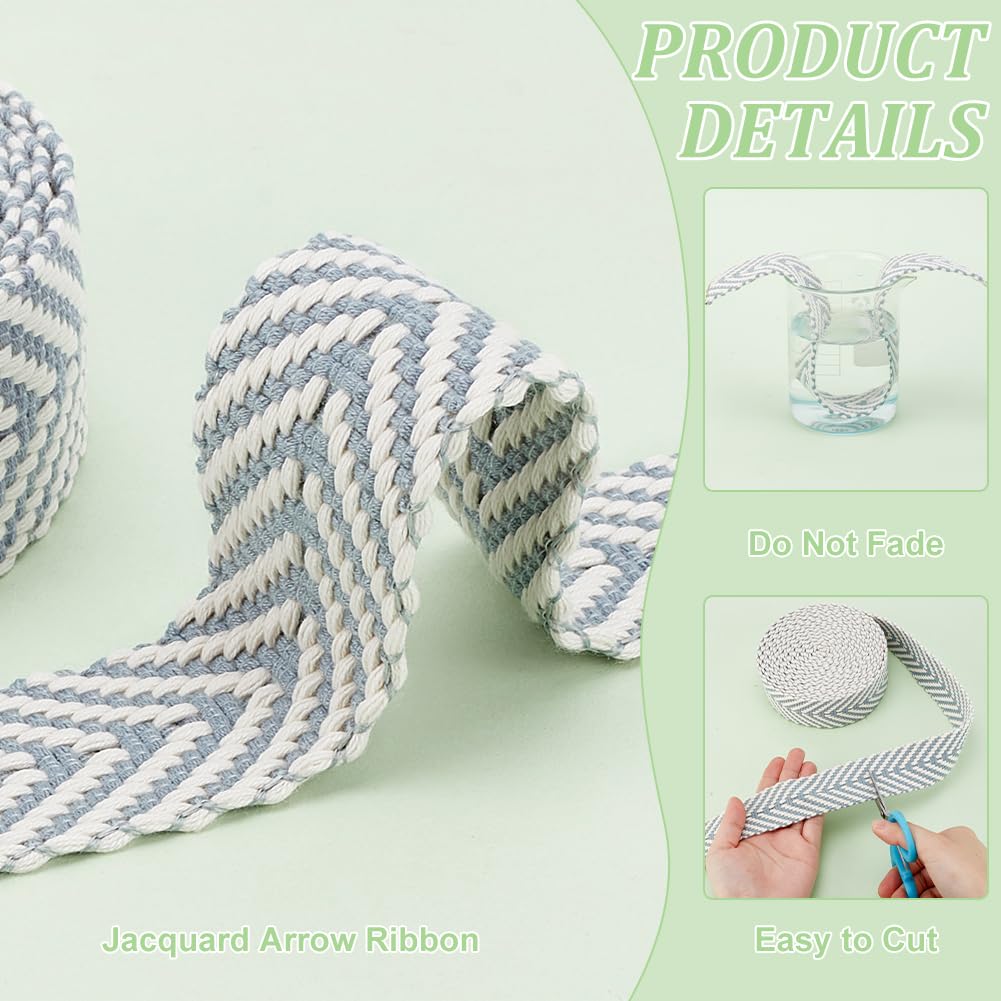 BENECREAT Sangle Jacquard Flèche Bleu Clair 38 mm 4,6 m