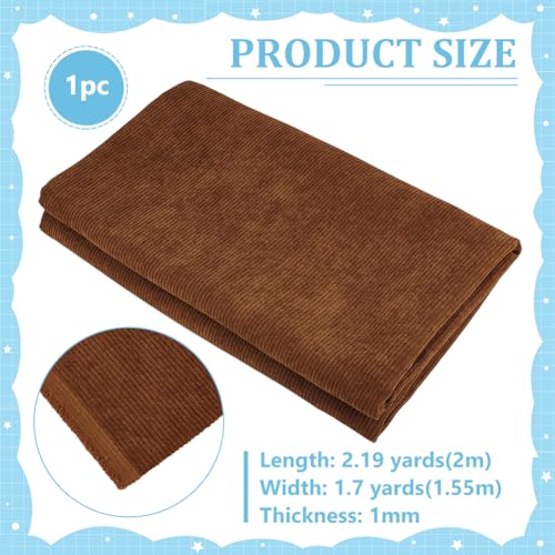 BENECREAT Tissu Velours Côtelé Marron Selle 2x1,55 m