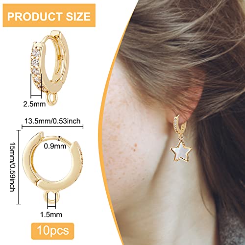 BENECREAT Créoles Zircon Plaqué Or 18K Rondes 10 Pcs