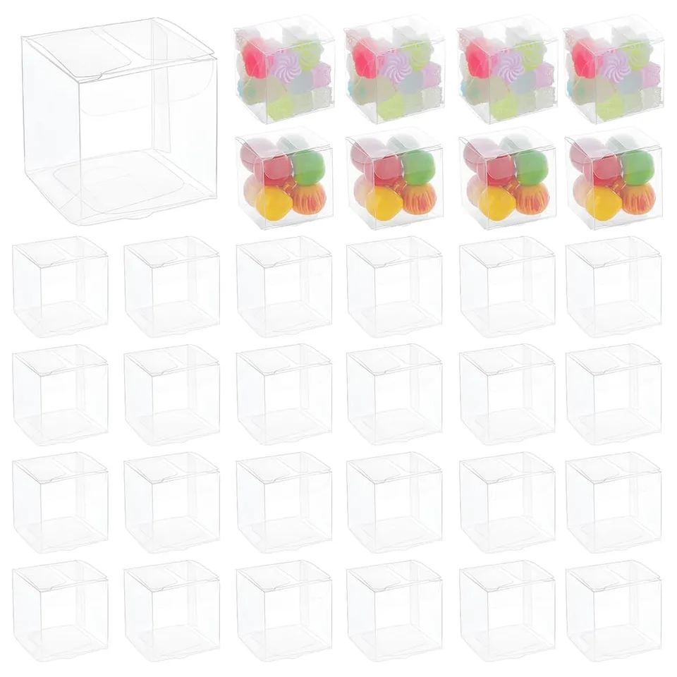 BENECREAT boîte cube transparente 4x4x4cm 120 pcs dragées
