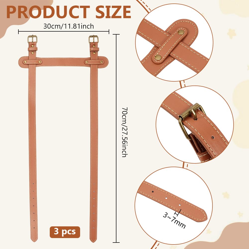 BENECREAT sangle transport cuir PU marron 3 pièces réglable