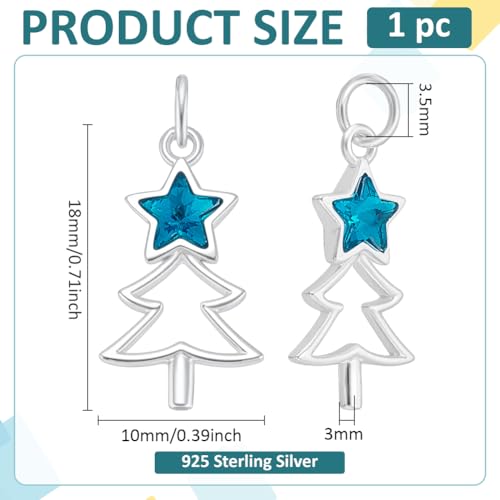 BENECREAT Sapin Noël pendentif argent 925 étoile turquoise