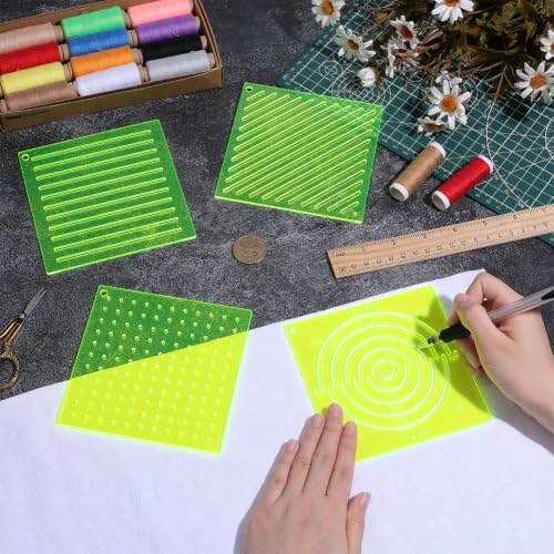 BENECREAT Pochoirs sashiko acrylique 119,5mm lot 4 vert