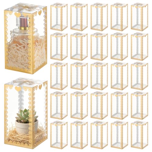 BENECREAT boîte cadeau transparente doré 30 pcs 80x80mm