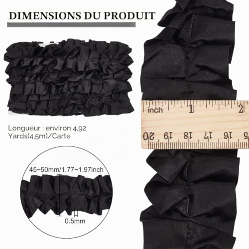 BENECREAT ruban ondulé ruban satin noir 4,5 m