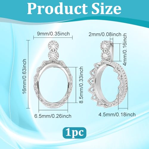 BENECREAT Pendentif Couronne Support Cabochon Ovale Argent 925