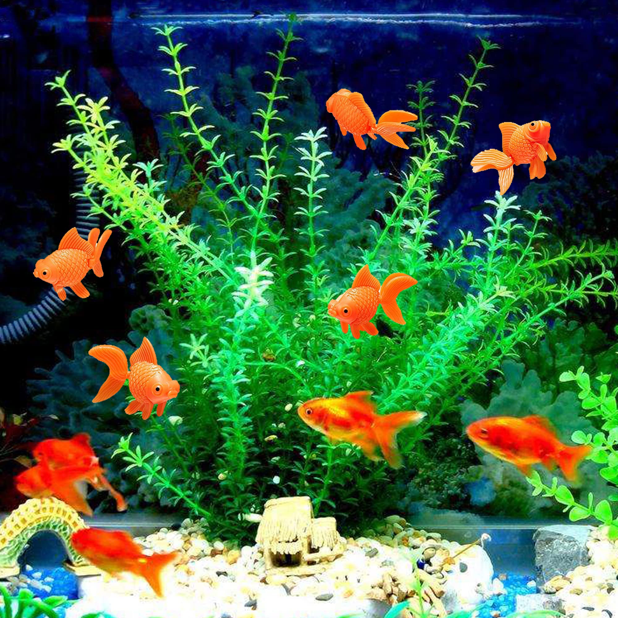 Cayway faux poissons aquarium orange 32 pièces flottants