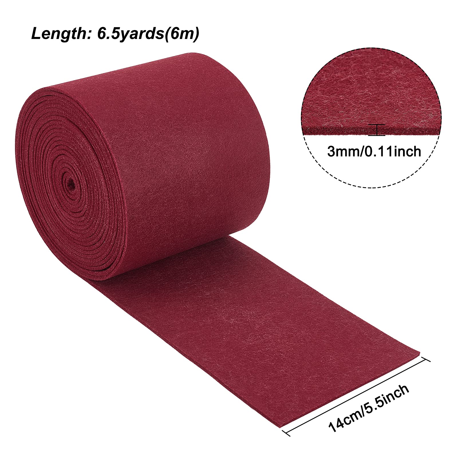 BENECREAT tissu feutre rouge foncé rouleau 6m 3mm