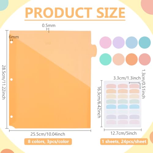 BENECREAT Pochette Plastique 3 Anneaux Lot 24 Couleurs