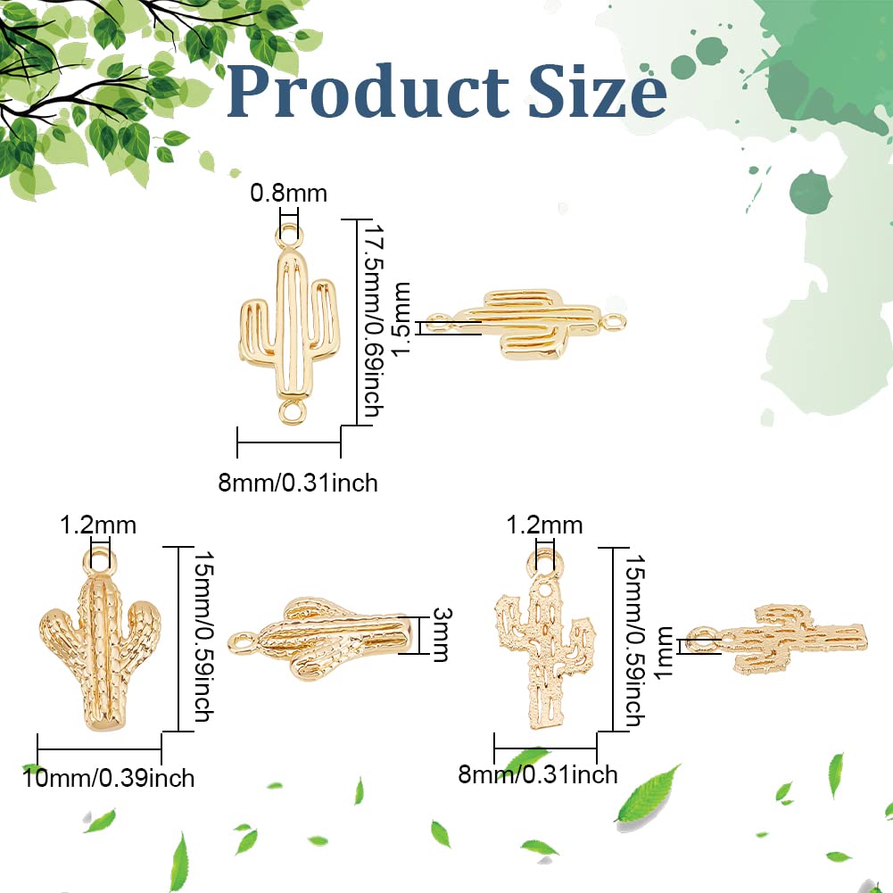 BENECREAT breloques cactus doré 16 pcs 4 styles