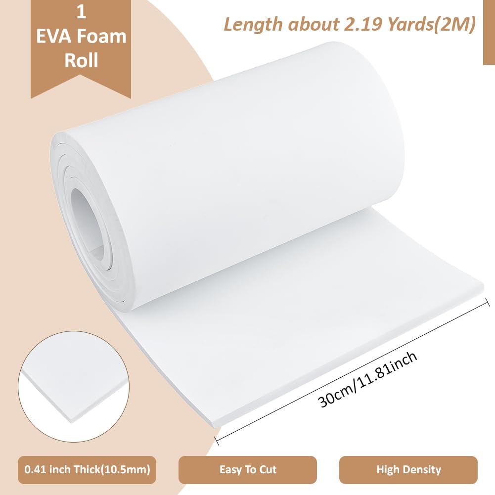 BENECREAT Rouleau Mousse EVA Blanc 2 m x 30 cm 10,5 mm