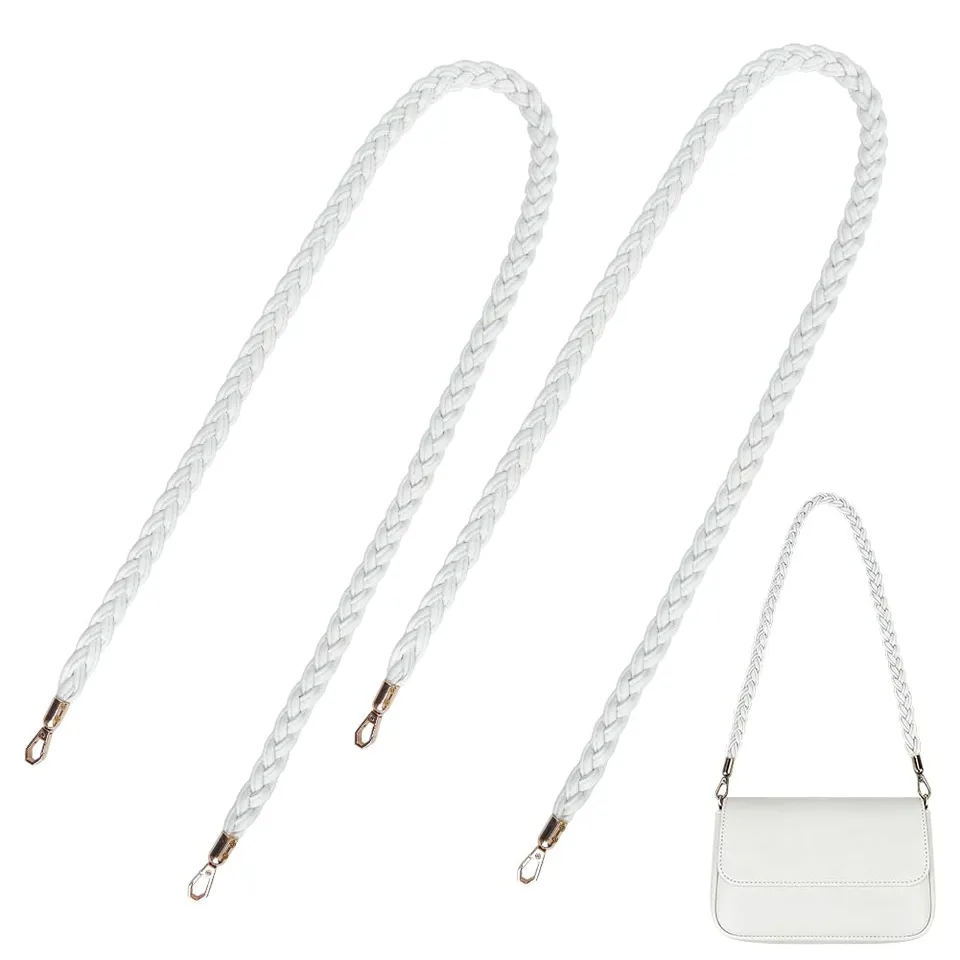 BENECREAT Bretelles Sac Tressées Blanc 1,2m 2 pcs