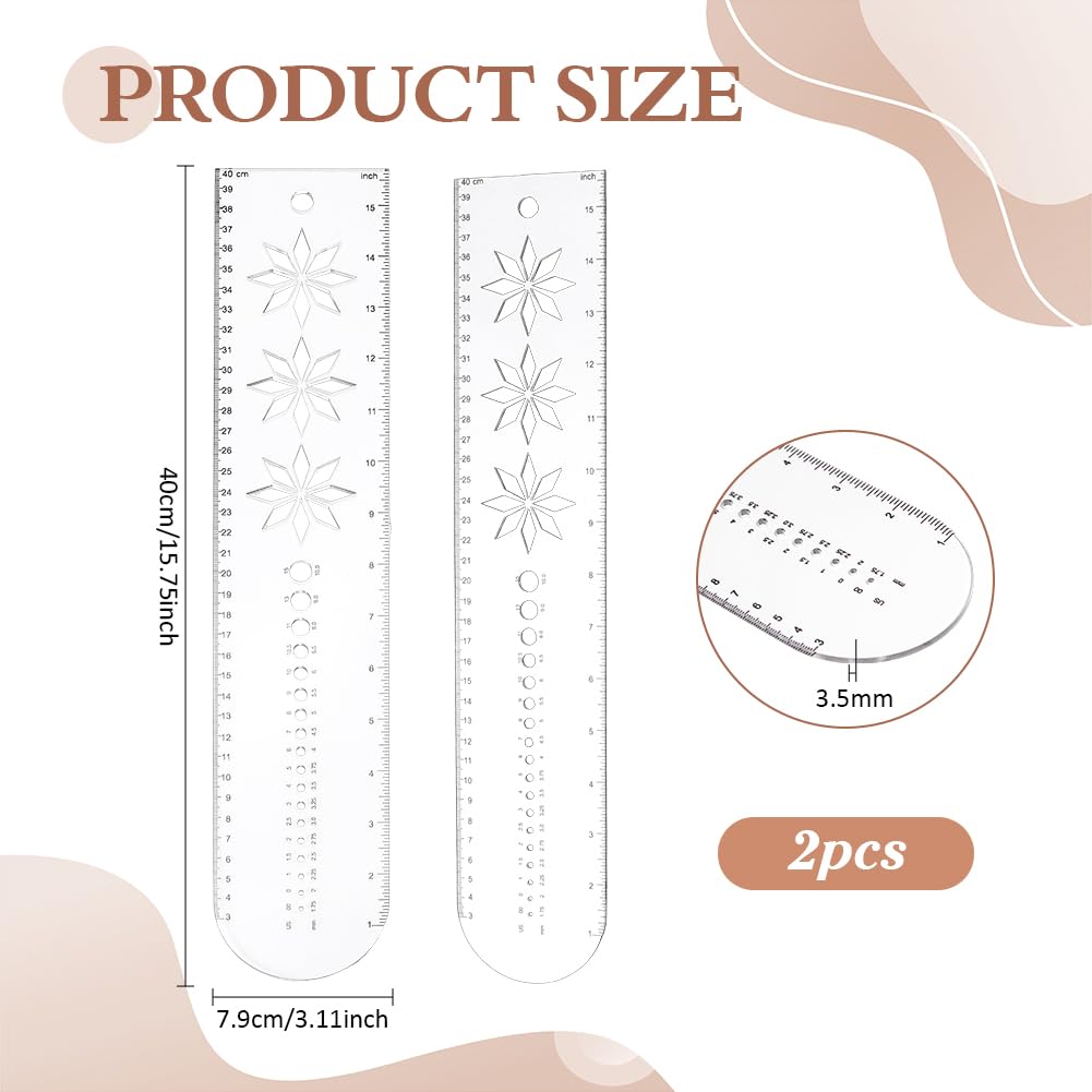 BENECREAT Règle chaussette acrylique 40cm transparent lot de 2
