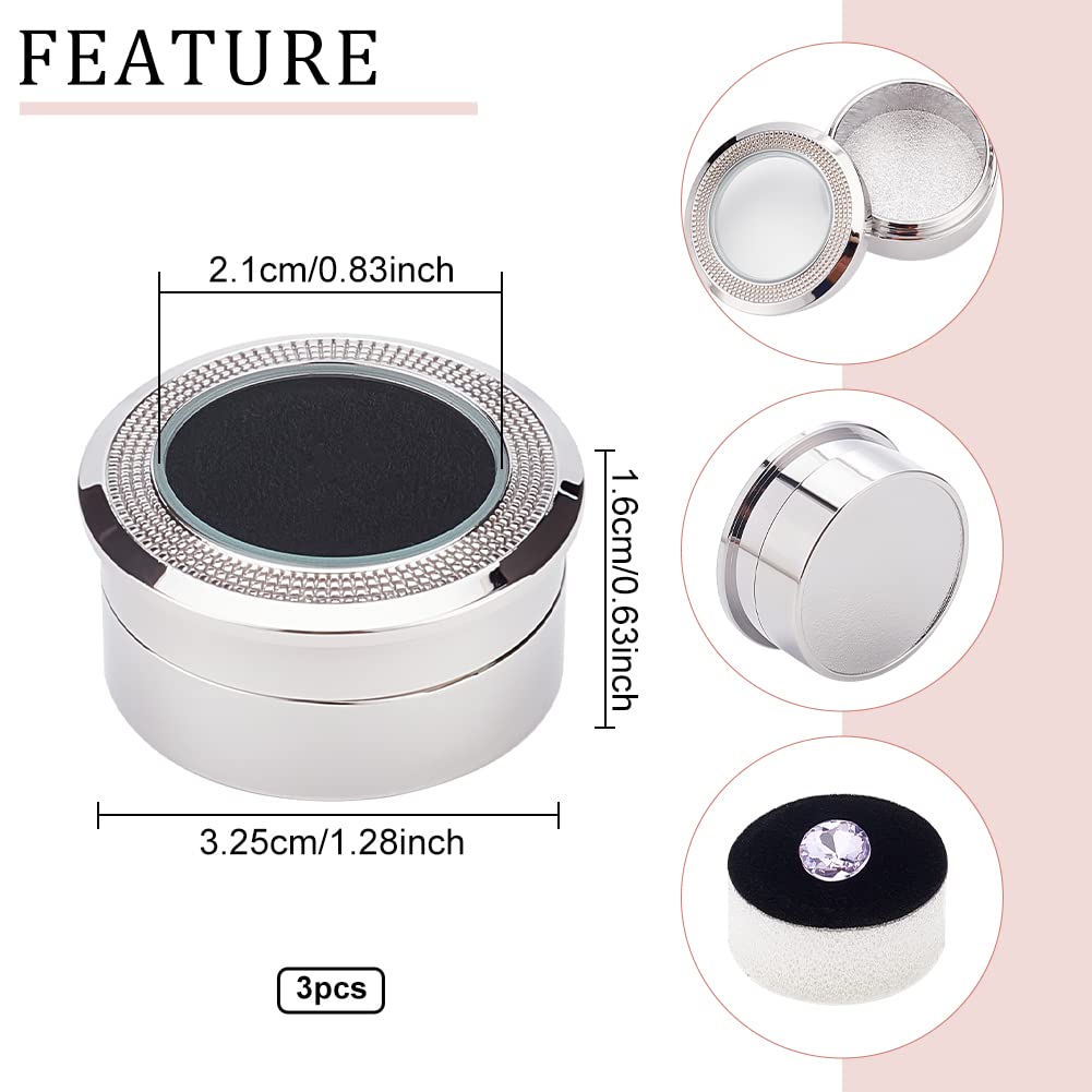 BENECREAT Boîte Bijoux Ronde Alliage Argent 3,25cm Velours