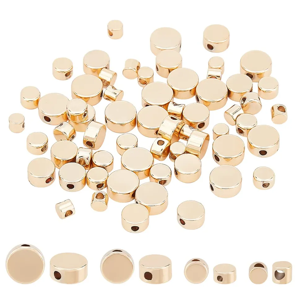 BENECREAT Perles Intercalaires Plaqué Or 14K 64 Pcs Rondes
