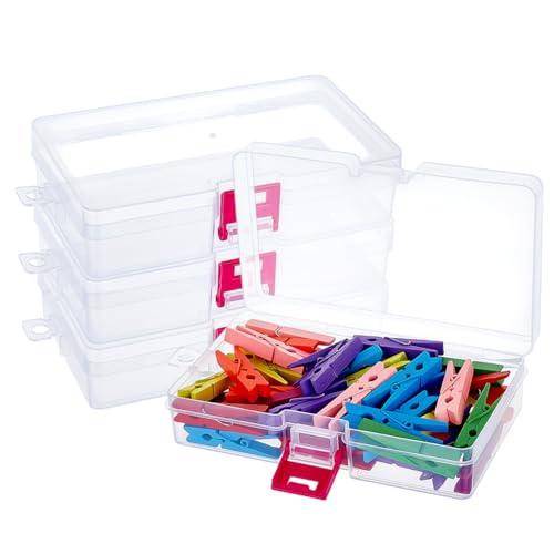 BENECREAT Boîtes Rangement Plastique Transparent 24pcs Bleu Rouge