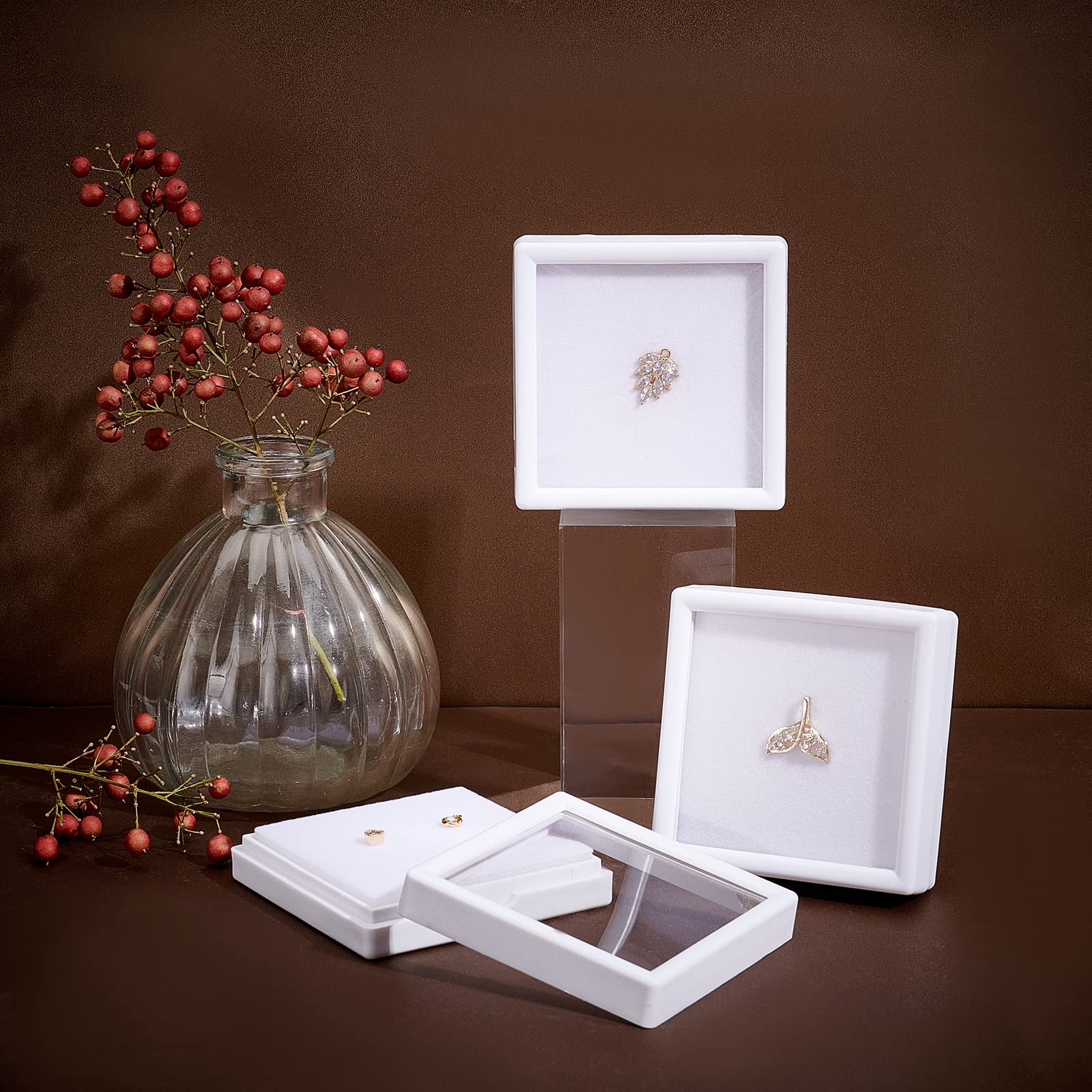 BENECREAT boîte bijoux blanc 7x7x2cm lot 6 éponge
