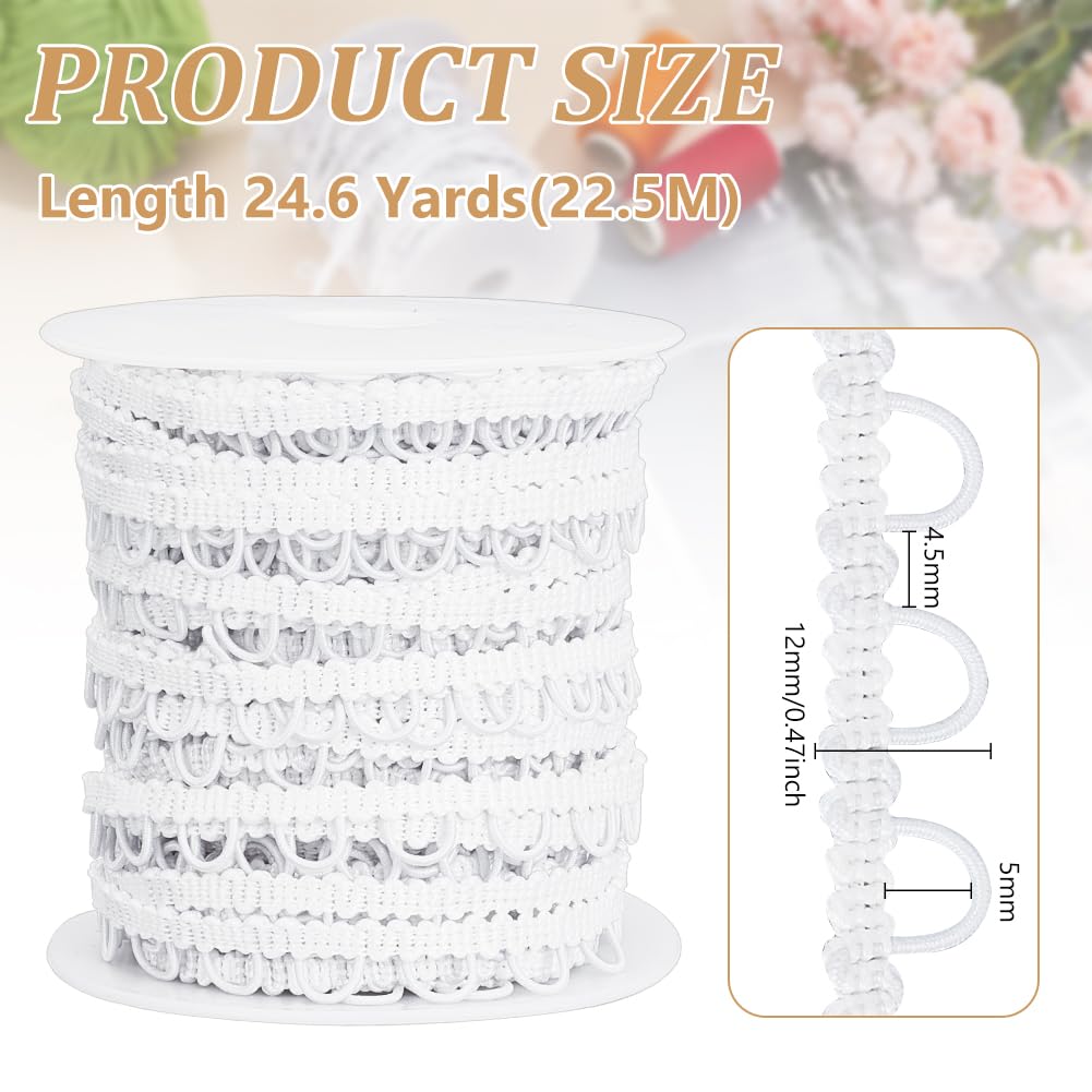 BENECREAT Garniture tressée boutons élastique blanc 22,5 m
