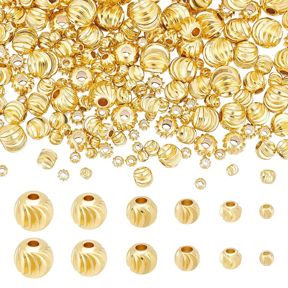 BENECREAT Perles rainurées perle intercalaire laiton doré 180 pcs