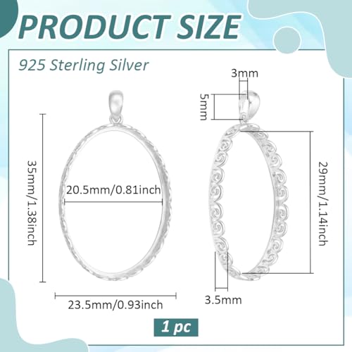 BENECREAT Pendentif Plateau Couronne Argent 925 à Garnir