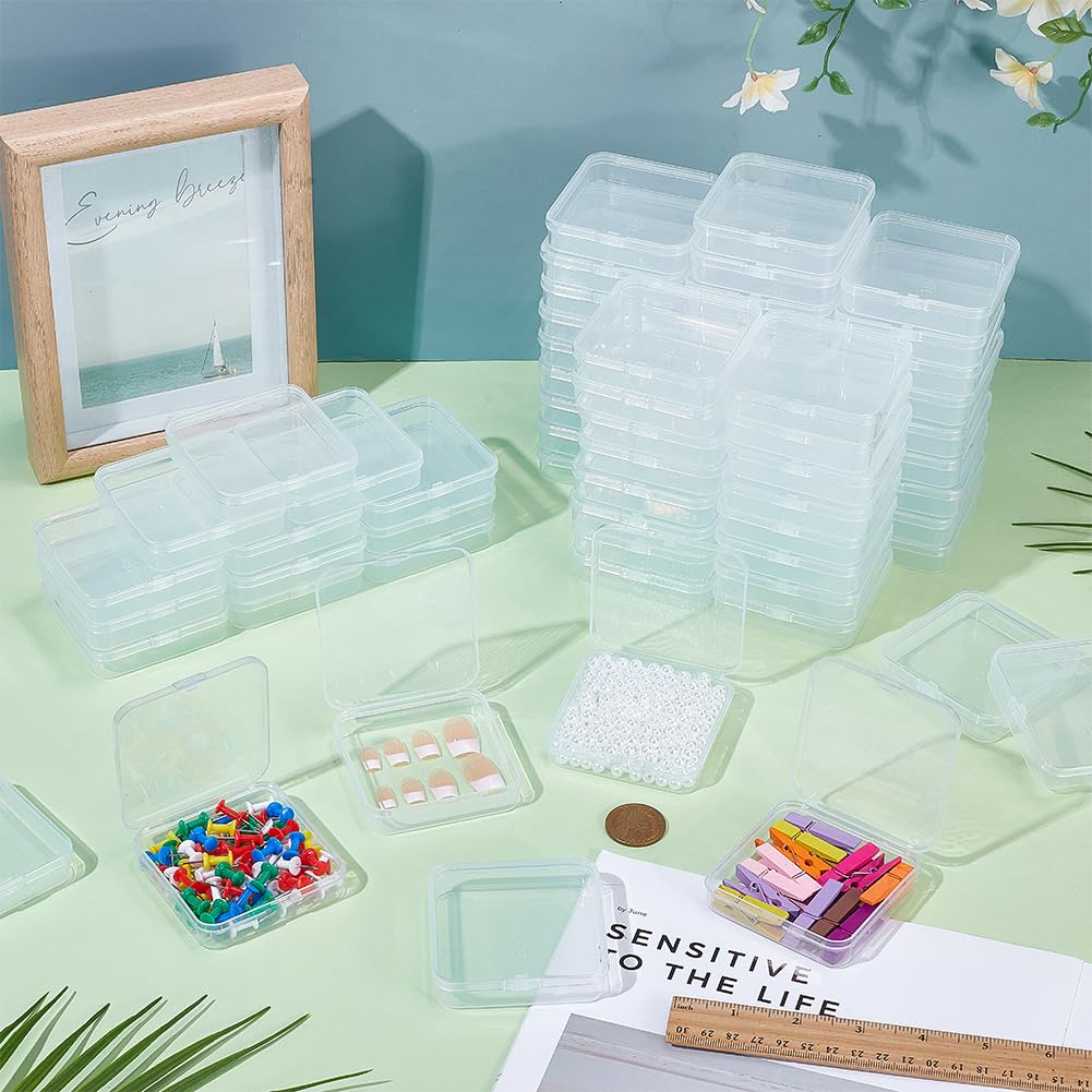 BENECREAT Boîte Rangement Carrée Transparente 120pcs 7,2cm