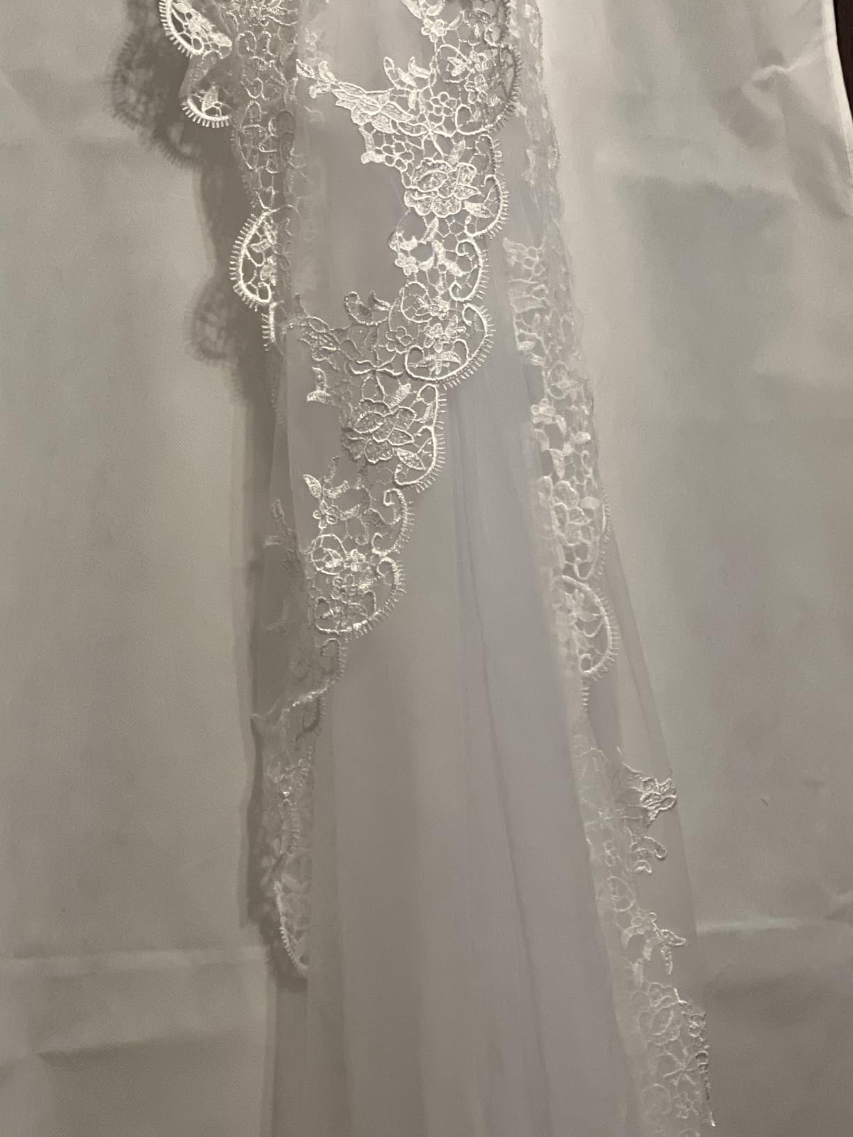 BENECREAT Voile Mariée Cathédrale Dentelle Blanc 300cm