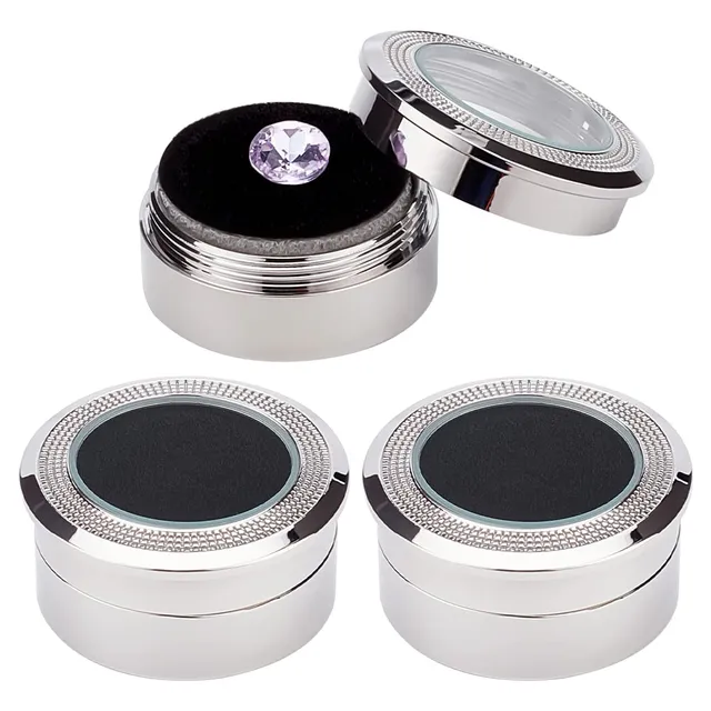BENECREAT Boîte Bijoux Ronde Alliage Argent 3,25cm Velours