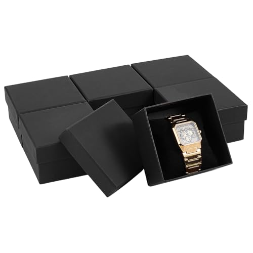 BENECREAT Boîte montre carton noir avec couvercle x6