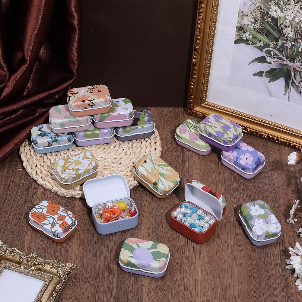 BENECREAT Floral boîte métal vintage lot 16