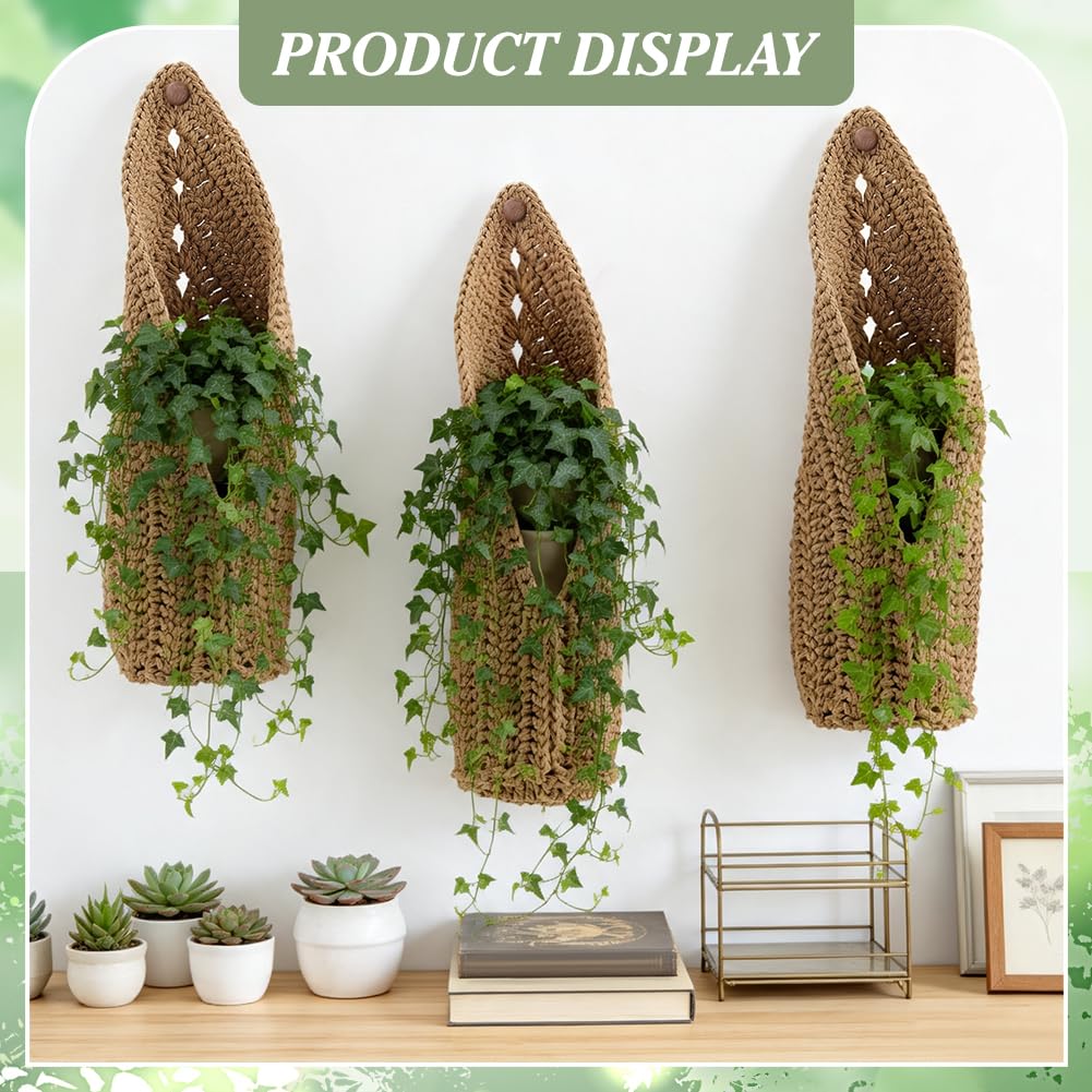 BENECREAT Suspension Macramé Plante Coton Beige Lot de 4