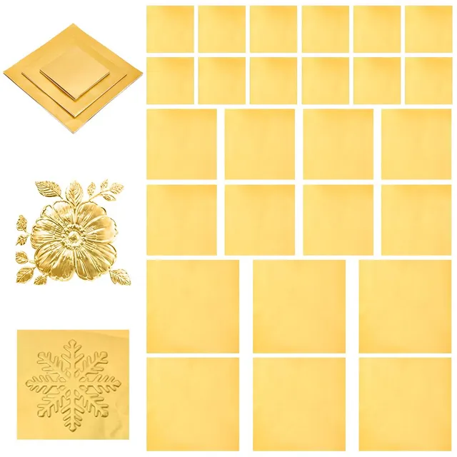 BENECREAT feuille aluminium dorure 120 pcs 3 tailles gaufrage